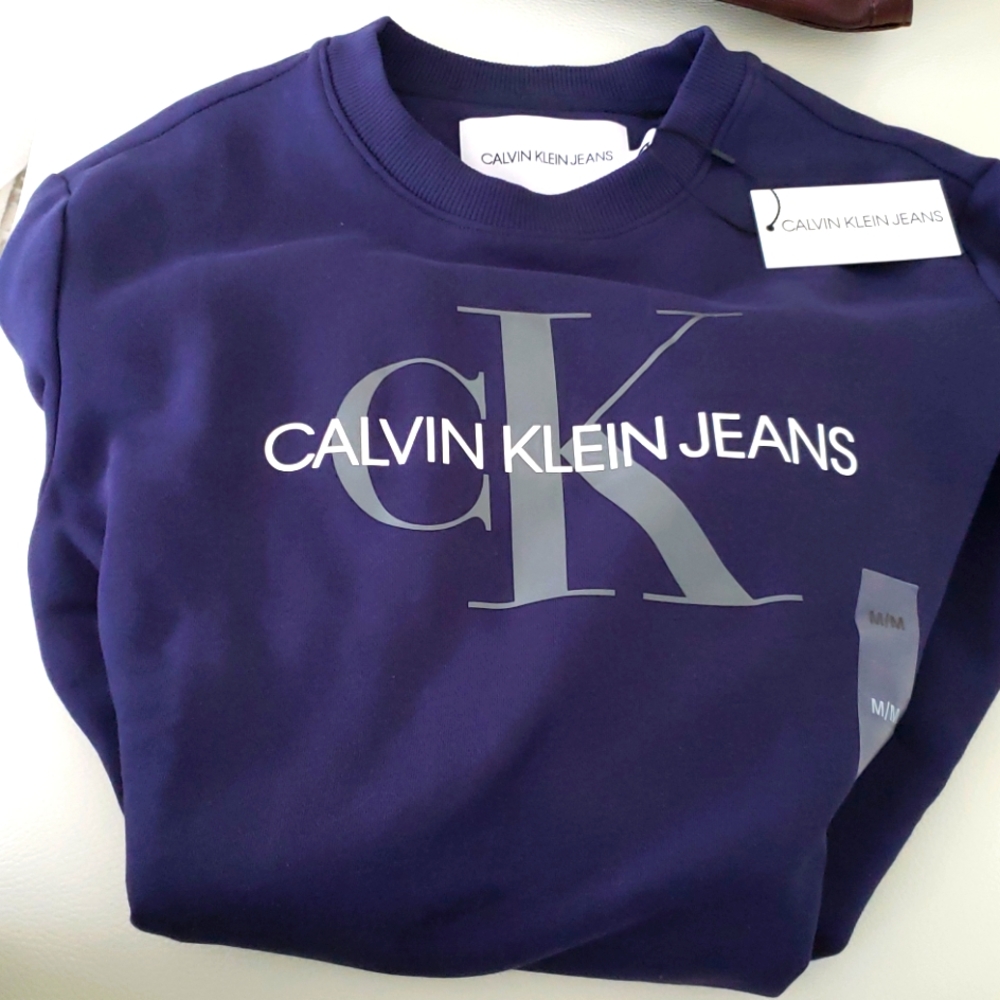 NWT Calvin Klein cotton sweater. New with tags. Navy blue. Medium size.